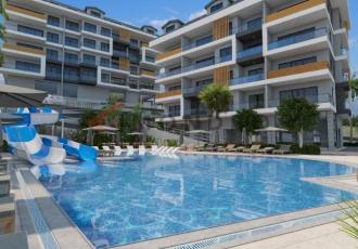 Sea view real estate (3 rooms, 2 bathrooms) with mountain panorama and balcony in Alanya Centre
