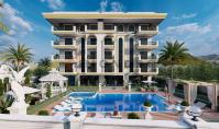 AL-1153-1, New building apartment (2 rooms, 1 bathroom) with balcony and pool in Alanya Oba