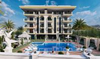 AL-1153-3, New building real estate (3 rooms, 2 bathrooms) with balcony and pool in Alanya Oba